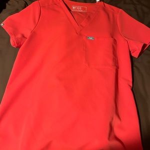 Figs! NEON RED - Catarina one pocket scrub top - Small